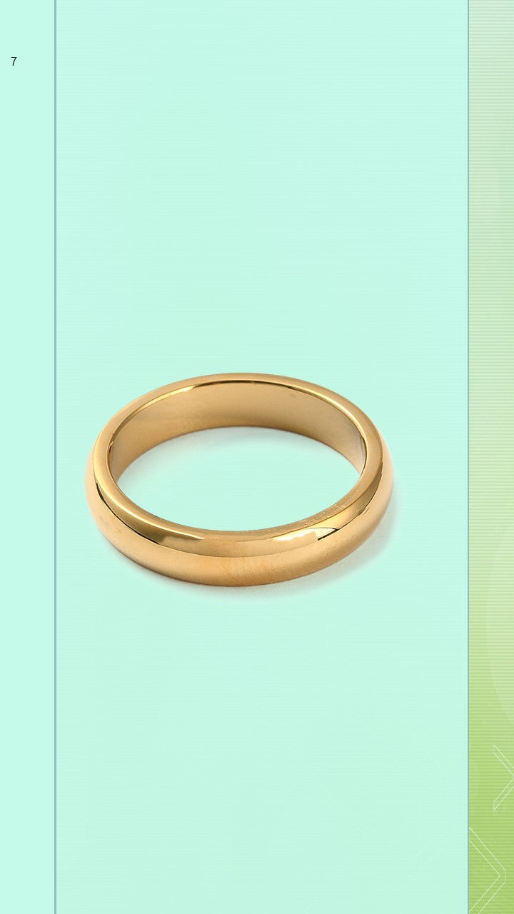 Shop the 4mm Gold Studio Ring at Bloom Gloss Co. This classic minimalist domed band features a high-polish mirror finish, perfect for daily wear.