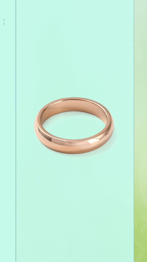Shop the 4mm Rose Gold Studio Ring at Bloom Gloss Co. This classic minimalist domed band features a high-polish mirror finish, perfect for daily wear.