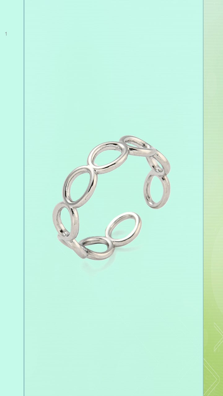 Shop the Infinity Loop Ring at Bloom Gloss Co. This non-tarnish stainless steel adjustable oval chain band delivers water-resistant style for everyday wear.