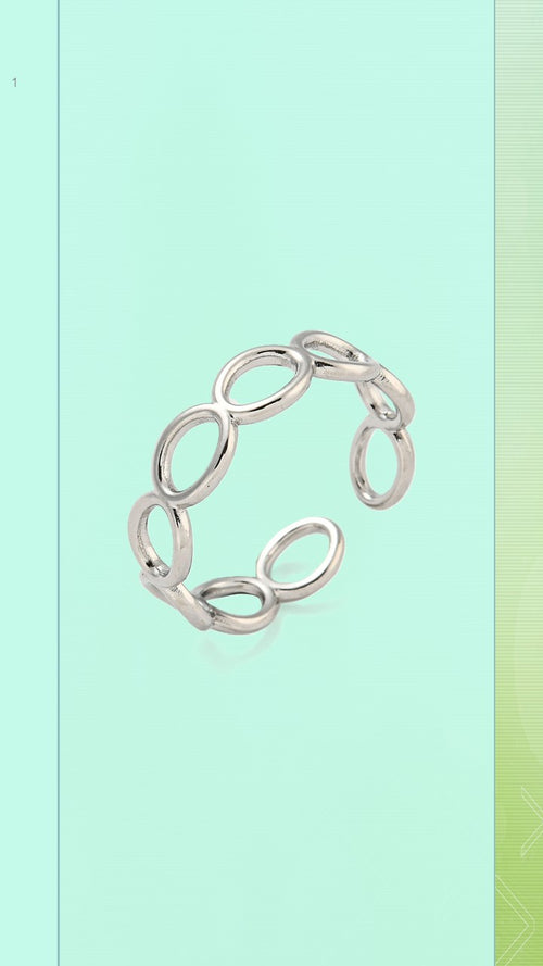 Shop the Infinity Loop Ring at Bloom Gloss Co. This non-tarnish stainless steel adjustable oval chain band delivers water-resistant style for everyday wear.
