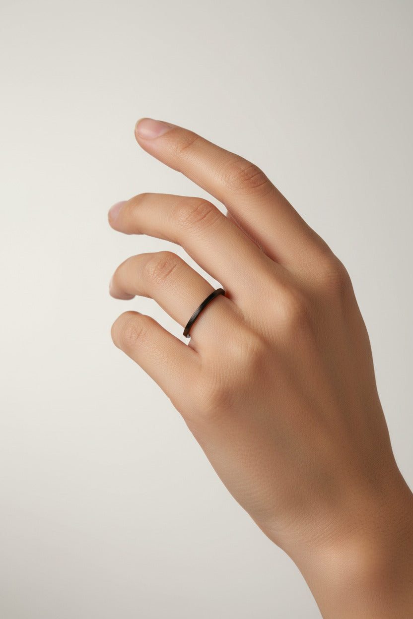 The Pure Band - 1mm Minimalist Black Stacking Ring